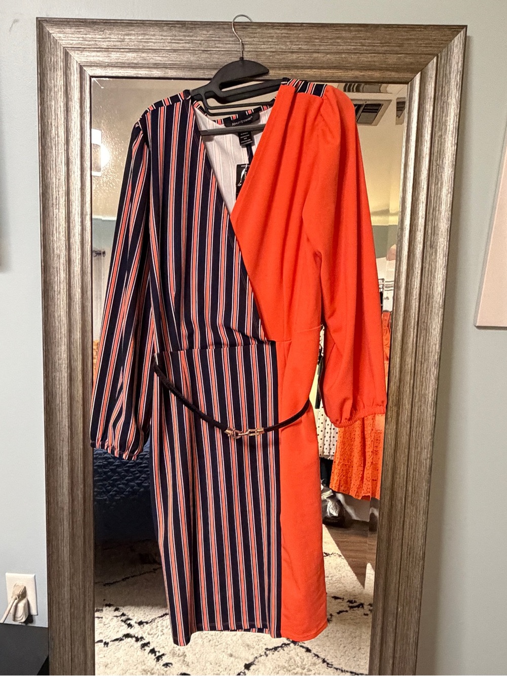 Ashley Stewart Striped & Solid Colorblock Wrap Dress - NWT